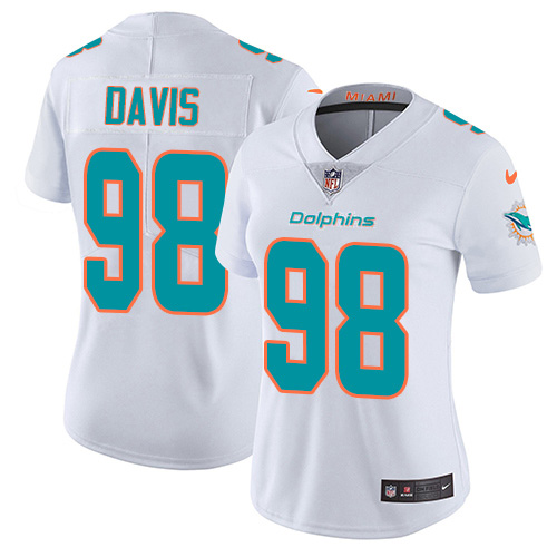 Nike Miami Dolphins 98 Raekwon Davis White Women Stitched NFL Vapor Untouchable Limited Jersey